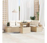 vidaXL Set Divano da Giardino 6 pcs Beige Poly Rattan