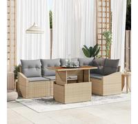 vidaXL Set Divano da Giardino 6 pcs Beige Poly Rattan