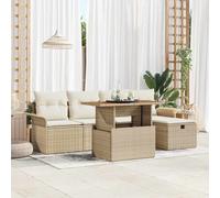 vidaXL Set di divani da Giardino 6 Pezzi con Cuscini. Perfetto per arredare Gli spazi Esterni, in Beige e Realizzato in Rattan Sintetico. Offre posti a Sedere Comodi per 5 Persone, Incluso Un Mix di