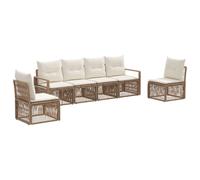 vidaXL Set di divani da giardino, 6 pezzi, beige, rattan sintetico, divano modulare per giardino moderno, resistente alle intemperie, seduta esterna in polyrattan, comfort assicurato