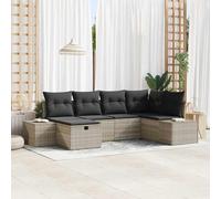 vidaXL Set Divano da Giardino 6 pcs Grigio chiaro Poly Rattan