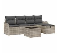 vidaXL Set divani da giardino 6 pezzi - Rattan e poliestere, cuscini grigio chiaro, piedi regolabili