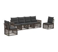 vidaXL Set di divani da giardino, 6 pezzi, grigio e grigio scuro, divano da giardino moderno, seduta resistente alle intemperie, design modulare, mobili per esterni, set comodo
