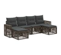 vidaXL Set di divani da giardino 6 pezzi grigio e grigio scuro polyrattan, divano da giardino moderno, design modulabile anti-intemperie, mobili da esterno per patio, balcone e cortile