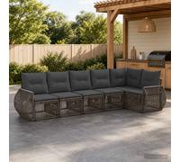 vidaXL Set Divano da Giardino 6 pz Grigio e Grigio Scuro polyrattan