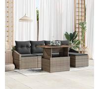 vidaXL Set Divano da Giardino 6 pcs Grigio Poly Rattan