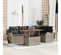vidaXL Set Divano da Giardino 6 pcs Grigio Poly Rattan