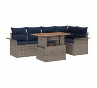 vidaXL Set Divano da Giardino 6 pcs Grigio Poly Rattan, Mobili da Esterno Moderni, Modulari per Giardino e Terrazza, Divani Resistenti ai Raggi UV, Lounge Versatile