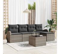 vidaXL Set Divano da Giardino 6 pcs Grigio polyrattan