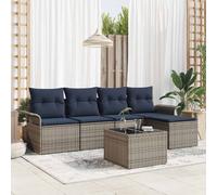 vidaXL Set Divano da Giardino 6 pcs Grigio polyrattan, Divano moderno per esterni, set da giardino e terrazzo, lounge rettangolare, rattan, arredo resistente ai raggi UV