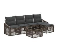 vidaXL Set Divano da Giardino 6 pcs Grigio polyrattan, Divano da giardino modulare, resistente agli agenti atmosferici, con cuscini, piedi regolabili per patio