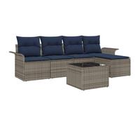 vidaXL Set Divano da Giardino 6 pcs Grigio polyrattan, Divano modulare per giardino e terrazzo, arredo esterno resistente, area relax in rattan con storage