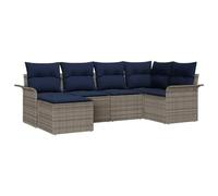 vidaXL Set Divano da Giardino 6 pcs Grigio polyrattan, Mobili da giardino e terrazzo, divano modulare, set lounge elegante, resistente alle intemperie, perfetto per il patio