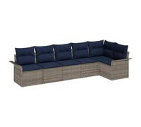 vidaXL Set Divano da Giardino 6 pcs Grigio polyrattan, Mobili modulari per giardino e terrazza, set di divani resistenti, lounge per spazi esterni, impermeabili