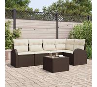 vidaXL Set Divano da Giardino 6 pcs Marrone e bianco Poly Rattan