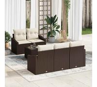 vidaXL Set Divano da Giardino 6 pcs Marrone e Crema 55 x 55 x 37 cm