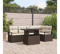 vidaXL Set Divano da Giardino 6 pcs Marrone e crema polyrattan