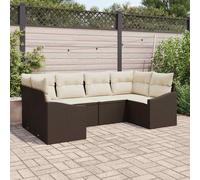 vidaXL Set Divano da Giardino 6 pcs Marrone e Crema polyrattan