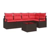 vidaXL Tuinbankenset 6 st Bruin en Rood poly rattan