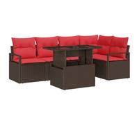 vidaXL Set Divano da Giardino 6 pcs Marrone Poly Rattan, Set di divani modulari da giardino e terrazzo, in polyrattan leggero, per esterni, resistenti agli agenti atmosferici