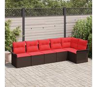 vidaXL Set Divano da Giardino 6 pcs Marrone polyrattan