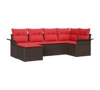 vidaXL Set Divano da Giardino 6 pcs Marrone polyrattan, Divano modulare moderno per giardino e terrazza, arredo outdoor resistente e flessibile per rilassarsi
