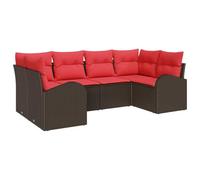 vidaXL Set Divano da Giardino 6 pcs Marrone Rattan in Polipropilene, Lounge giardino e terrazza, mobili modulari moderni, set divano esterno, comfort in rattan sintetico