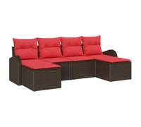 vidaXL Set Divano da Giardino 6 pcs Marrone Rattan in Polipropilene