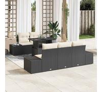 vidaXL Set Divano da Giardino 6 pcs Nero, Crema 100 x 55 x 73 cm
