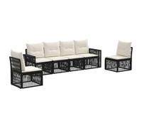 vidaXL Set di divani da giardino, 6 pezzi, nero e bianco crema, divano da giardino moderno, seduta resistente alle intemperie, design modulare, mobili per esterni, set comodo