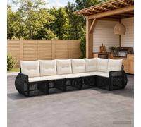 vidaXL Set Divano da Giardino 6 pz Nero e Bianco Crema polyrattan