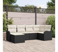 vidaXL Set Divano da Giardino 6 pcs Nero e bianco Poly Rattan