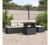 vidaXL Set Divano da Giardino 6 pcs Nero e Crema