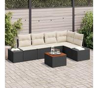 vidaXL Set Divano da Giardino 6 pcs Nero e Crema polyrattan