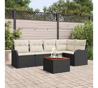 vidaXL Set Divano da Giardino 6 pz Nero e Crema polyrattan