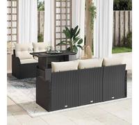 vidaXL Set Divano da Giardino 6 pcs Nero e Crema polyrattan