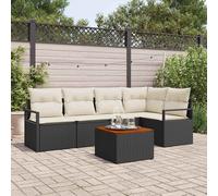 vidaXL Set Divano da Giardino 6 pcs Nero e Crema polyrattan