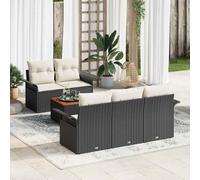 vidaXL Set Divano da Giardino 6 pcs Nero e Crema polyrattan