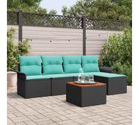 vidaXL Set Divano da Giardino 6 pcs Nero e Turchese polyrattan