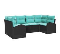 vidaXL Set Divano da Giardino 6 pcs Nero e Turchese polyrattan, Divano modulare moderno per giardino e terrazzo, arredo resistente, sezione lounge comfy in rattan
