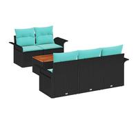vidaXL Set Divano da Giardino 6 pcs Nero e Turchese polyrattan, Giardino e terrazzo, divano modulare, set arredo outdoor, materiali resistenti, sistema versatile per il patio