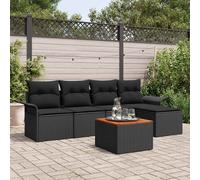 vidaXL Set Divano da Giardino 6 pcs Nero Poly Rattan