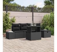 vidaXL Set Divano da Giardino 6 pcs Nero polyrattan