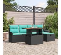 vidaXL Set Divano da Giardino 6 pcs Nero polyrattan
