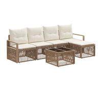 vidaXL Set divano da giardino 6 pezzi beige polyrattan, divano da esterno moderno, resistente alle intemperie, mobili componibili, angolo relax, spirito pratico, polietilene