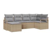 vidaXL Set di Divani da Giardino 6 Pezzi con Cuscini Beige Rattan PE, Divano da Giardino a 2 Posti Stoccaggio&Cuscini Beige Rattan PE