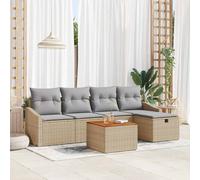 vidaXL Set divano da giardino 6 pezzi con cuscini Beige in Polyrattan