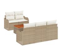 vidaXL Set Divano da Giardino 6 Pezzi con Cuscini Beige in Polyrattan e Legno d’Acacia. È Un Arredamento da Esterno Elegante, Perfetto per Il Balcone e Il Patio. I divani modulari Hanno i Piedi regol