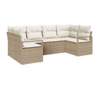 vidaXL Set Divano da Giardino 6 Pezzi con Cuscini Beige in Rattan Modulare, Mobili da Esterno Comodi, Sezionale Lounge per Il Patio, Divano Estivo Moderno