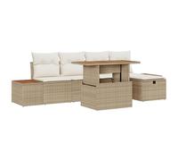 vidaXL Set Divano da Giardino 6 Pezzi con Cuscini Beige in Rattan Sintetico. Mobili Moderni per Esterni, Perfetti per balconi e patii. Seduta Ideale per L'Estate, con Design modulare, Resistente a tu